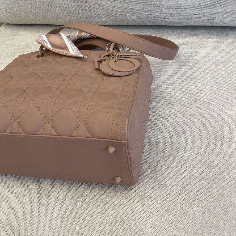 Christian Dior Medium Nude Lady Dior with Strap & Twilly