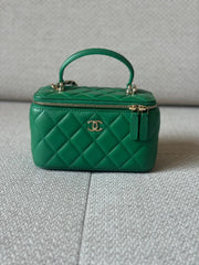 Chanel Green Quilted Vanity Case