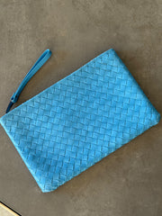 Bottega Veneta Blue Intrecciato Leather Clutch