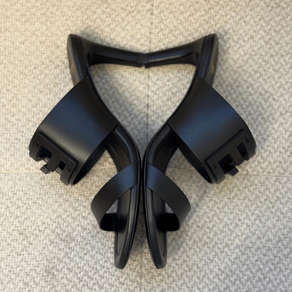 Fendi Black Baguette Mules - Size 37.5