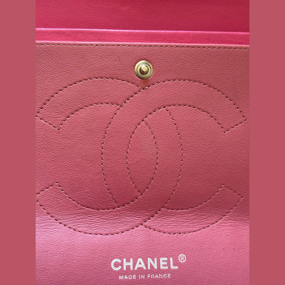 Chanel Quilted Lambskin Leather Pink Jumbo Double Flap Bag (Restored)