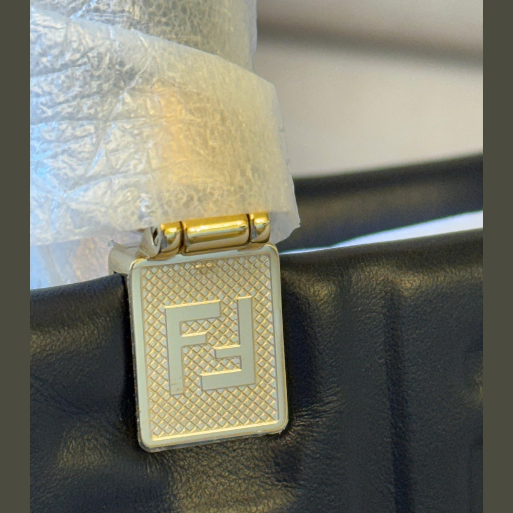 Fendi Black FF Embossed Leather Mini Sunshine Tote with Strap