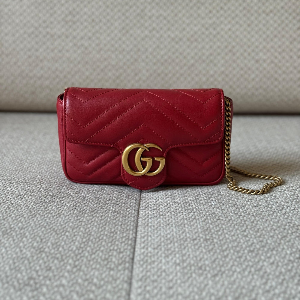 Gucci Red Super Mini GG Marmont Crossbody & Belt Bag