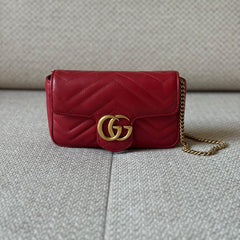 Gucci Red Super Mini GG Marmont Crossbody & Belt Bag