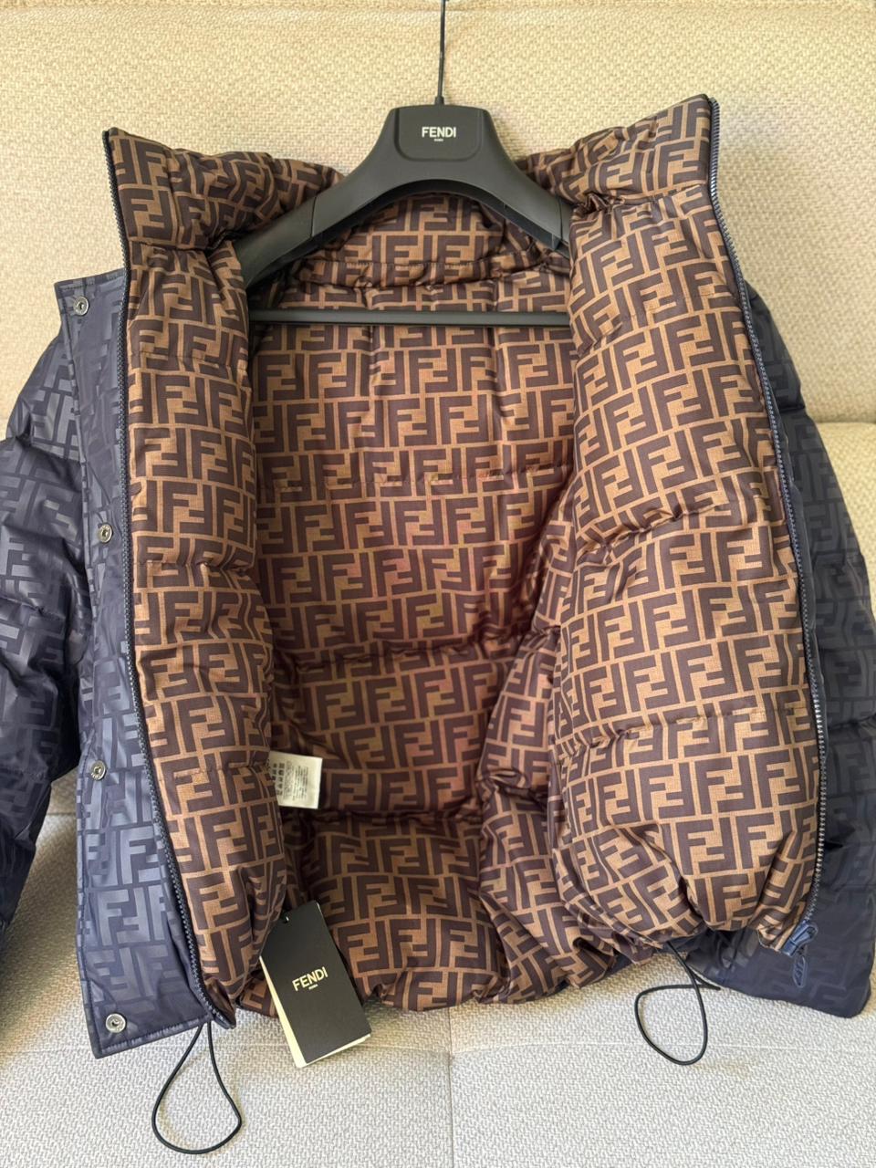 Fendi Reversible FF Logo Puffer Jacket – Blue & Brown