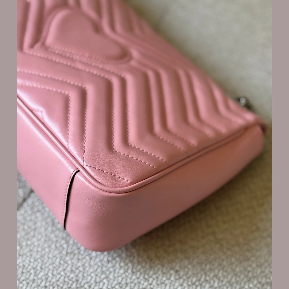 Gucci GG Marmont Medium Pink Leather with Silver Hardware