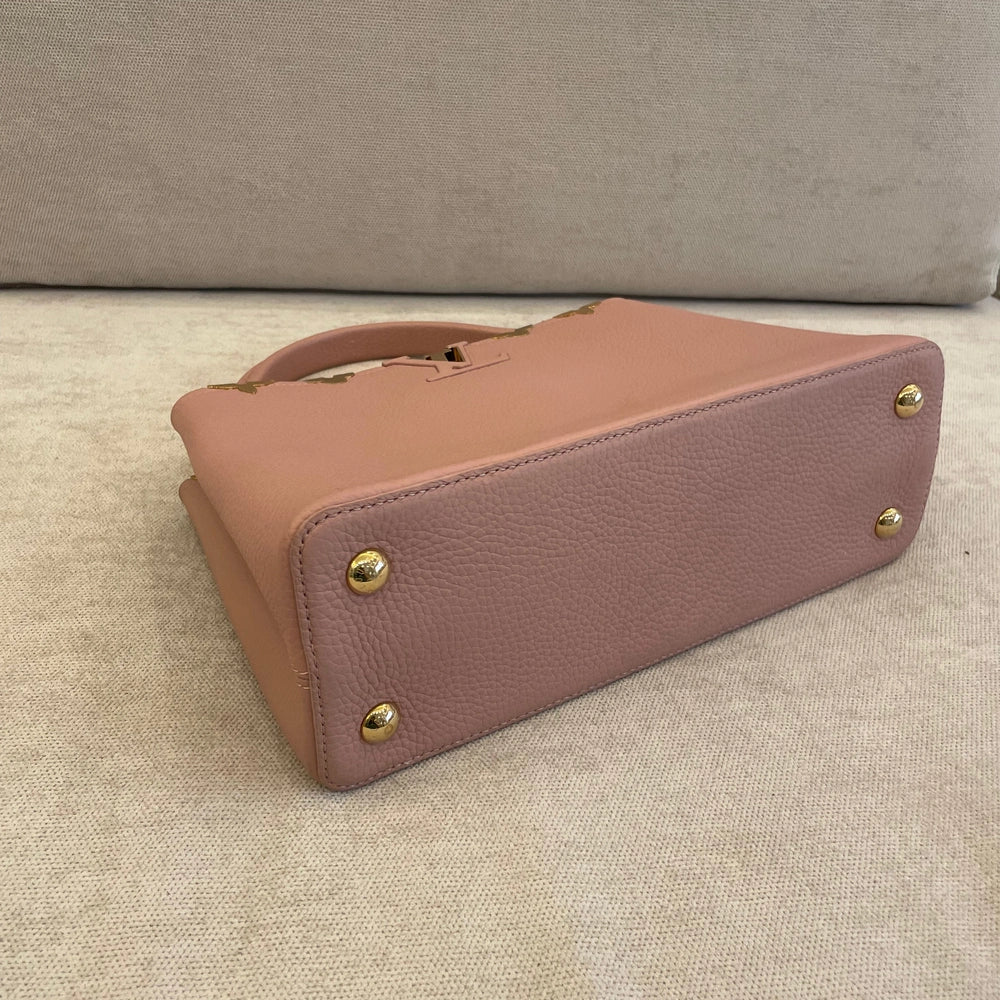 Louis Vuitton Capucines PM Pink Taurillon Leather with Flower Crown Embellishment