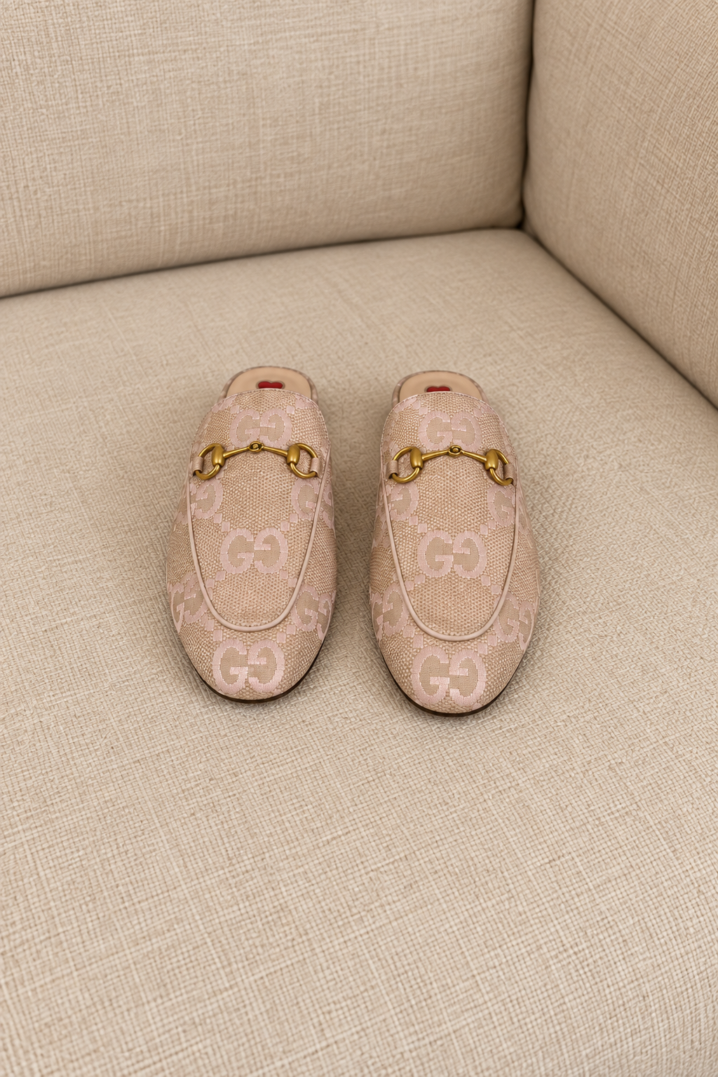 Gucci GG Princetown Mules Beige & Pink - Size 38.5