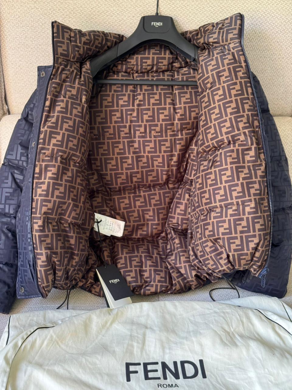 Fendi Reversible FF Logo Puffer Jacket – Blue & Brown