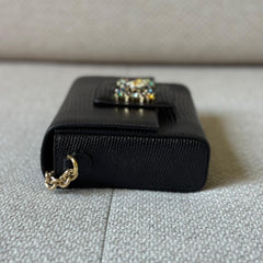 Dolce & Gabbana Millennials Lizard Leather Crossbody with Rhinestone-Embellished DG Logo
