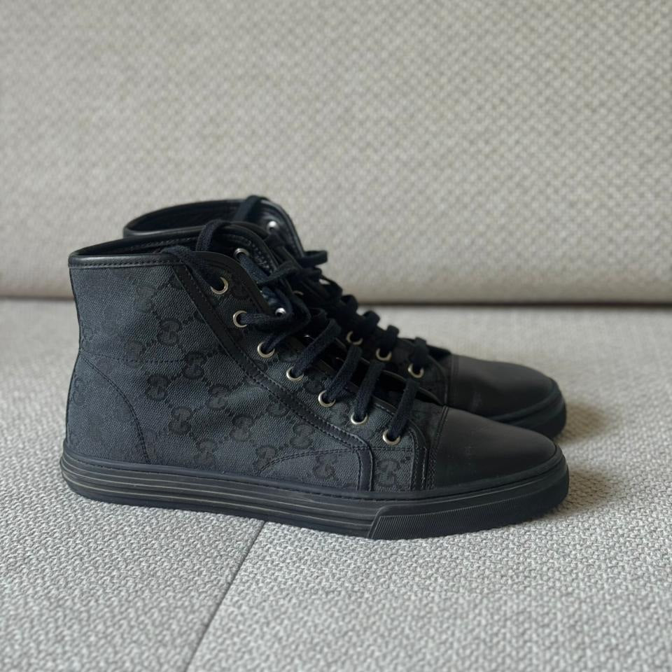 Gucci Black GG Canvas High Top Sneakers - Size 39