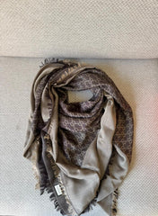 Gucci GG Brown Silk & Wool Square Scarf