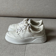 Gucci White GG Embossed Leather Sneakers - Size 37.5