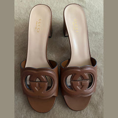 Gucci Brown Interlocking G Sandals - Size 37.5