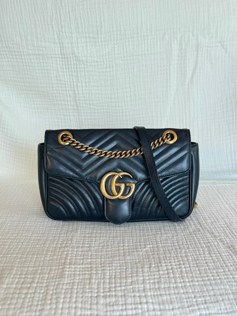 Gucci Small Black GG Marmont Shoulder Bag