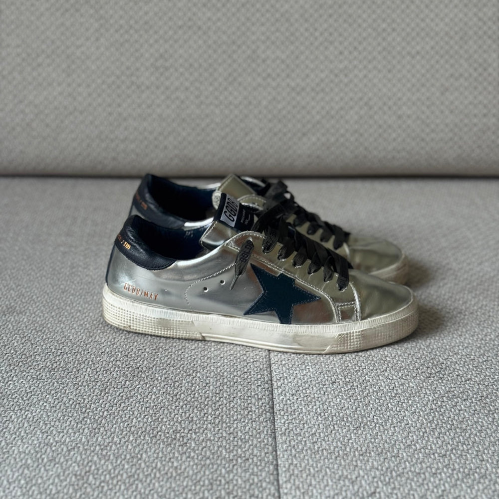 Golden Goose Silver May Low Top Sneakers - Size 40