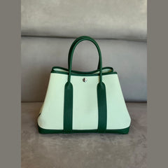 Hermès Garden Party 30 Tote in Green Canvas & Green Leather