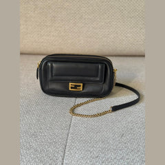 Fendi Black Leather FF Baguette Camera Bag