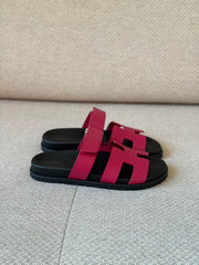Hermès Chypre Sandals Rose Magenta Epsom Leather - Size 38.5