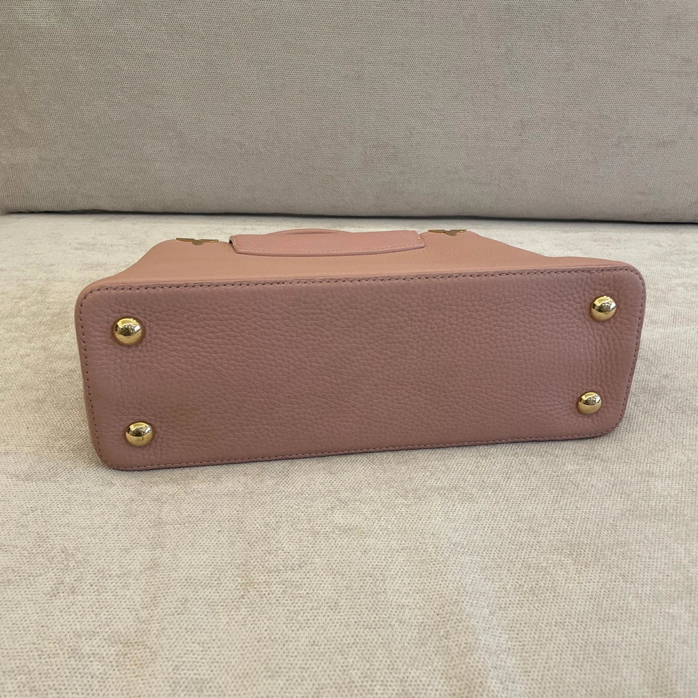 Louis Vuitton Capucines PM Pink Taurillon Leather with Flower Crown Embellishment