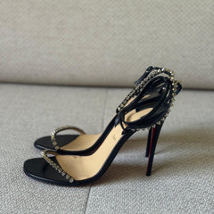 Christian Louboutin So Me 100 Studded Black Leather Sandals – Size 37.5