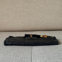 Gucci Black Leather Lucy Fold-Over Clutch