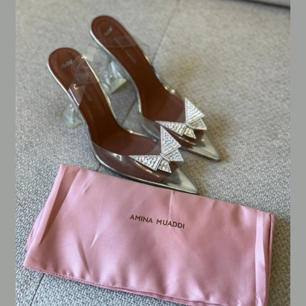 Amina Muaddi Gilda PVC Slingback Heels - Size 40