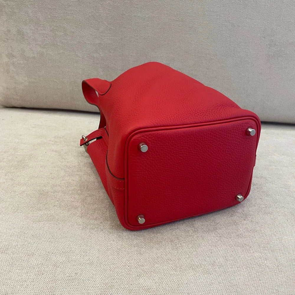 Hermès Rouge Radieux PHW Picotin 18