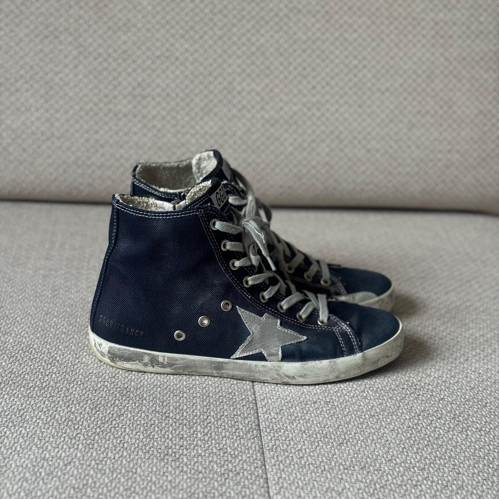 Golden Goose Denim Francy High Top Sneakers - Size 40