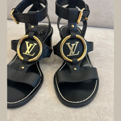 Louis Vuitton Faro Sandals in Black Leather - Size 36.5