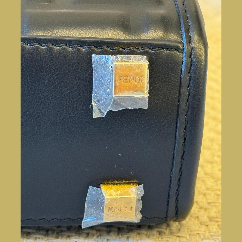 Fendi Black FF Embossed Leather Mini Sunshine Tote with Strap
