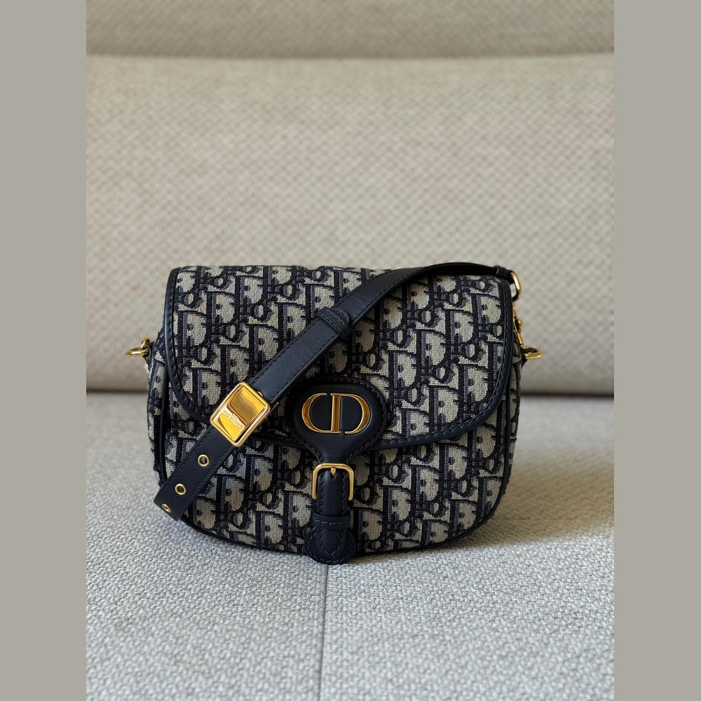 Christian Dior Bobby Bag in Blue Dior Oblique Jacquard Canvas with Strap