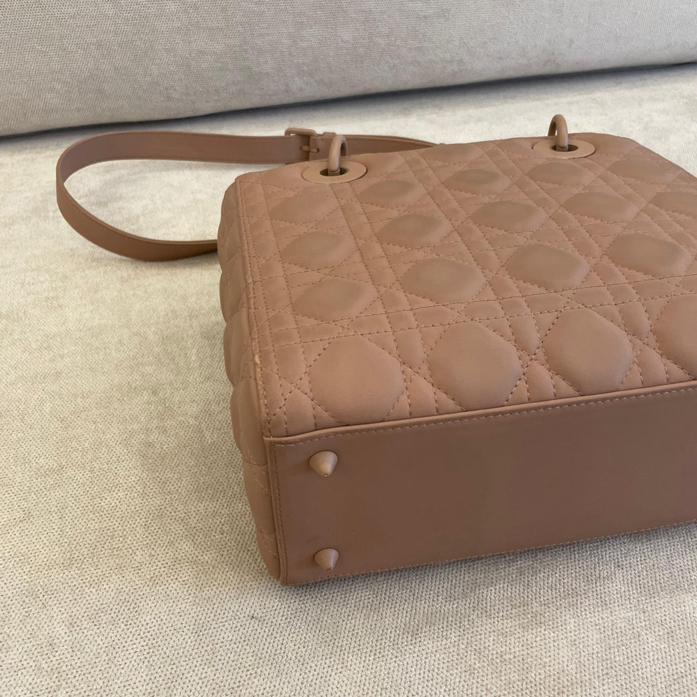 Christian Dior Medium Nude Lady Dior with Strap & Twilly