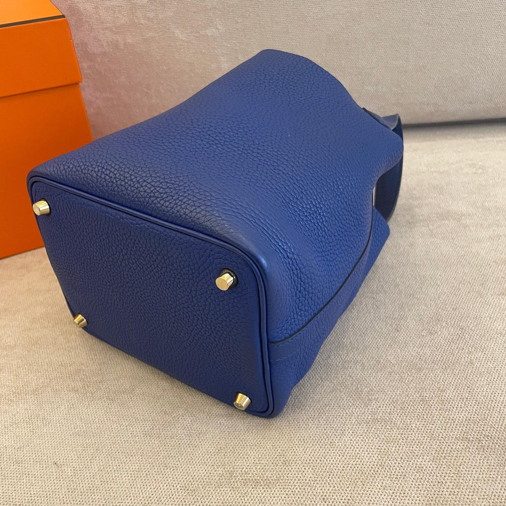 Hermès Picotin 18 Bleu Royal GHW with Box and Receipt