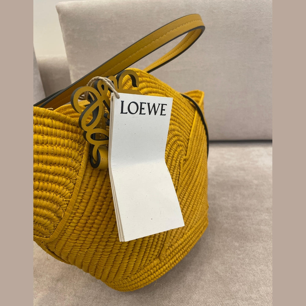 Loewe Yellow Raffia Petal Basket Bag