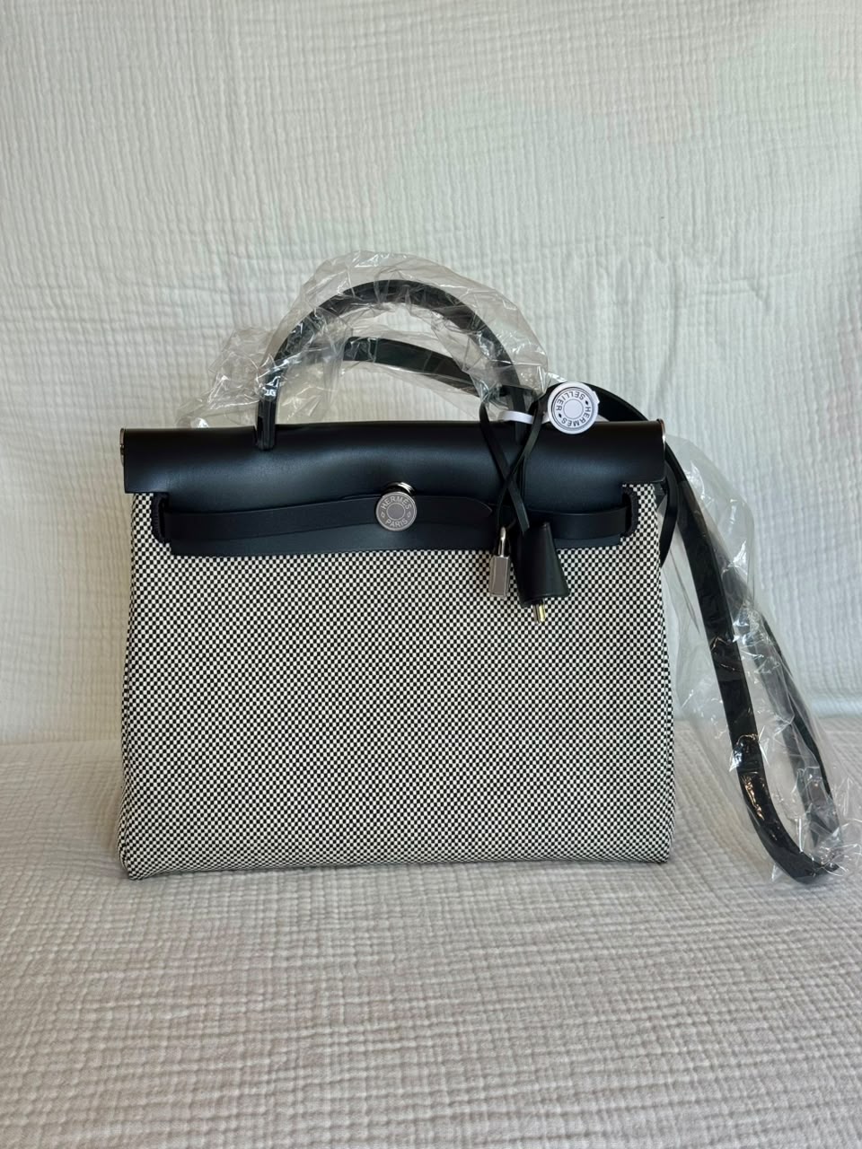 Hermès Black & Écru Herbag Zip 31 with PHW