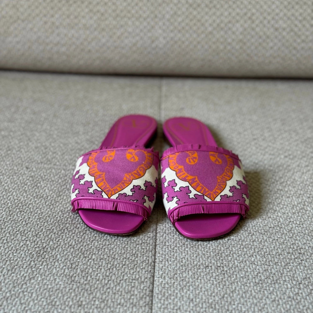 Valentino Pink Fringe Limited Edition Flat Sandals - Size 37