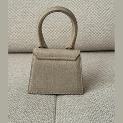 Jacquemus Le Chiquito Beige Linen Top Handle Bag with Strap