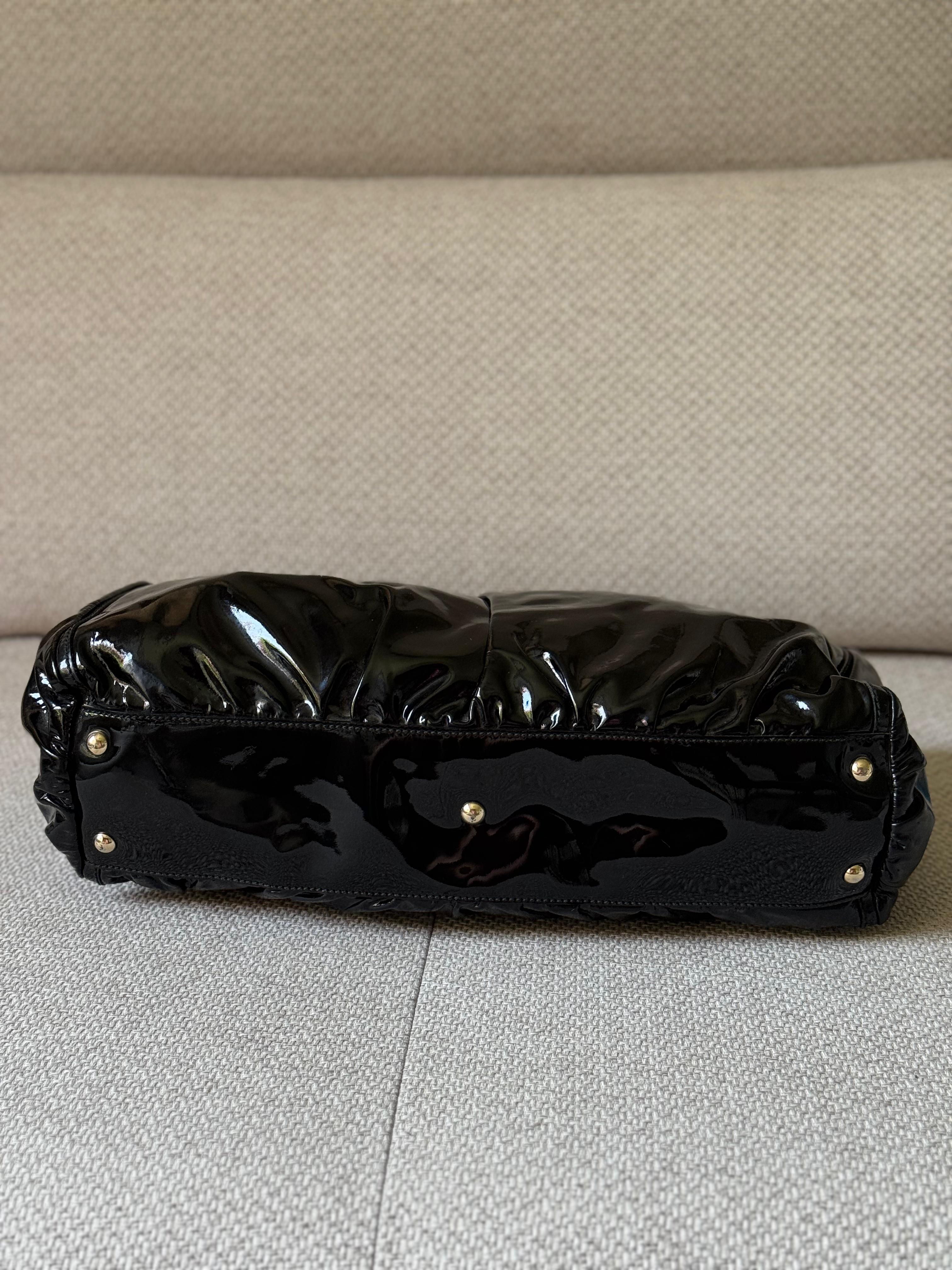 Gucci Abbey D-Ring Black Patent Leather Shoulder Bag