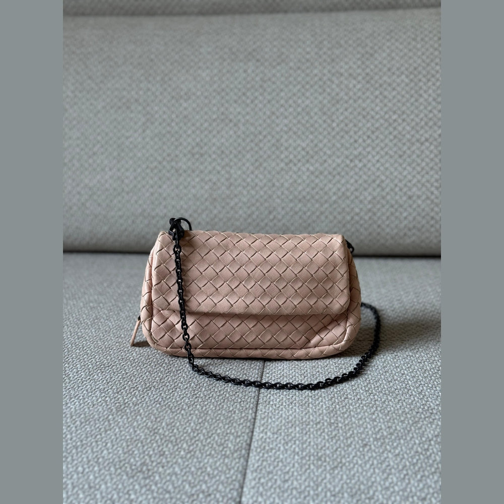 Bottega Veneta Peach Intrecciato Leather Mini Crossbody Bag