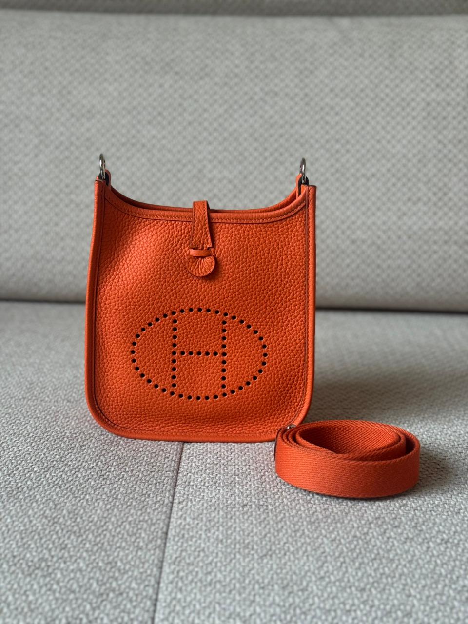 Hermès Orange Mini Evelyne PHW