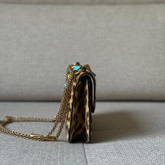 Valentino Leopard Calf Hair Rockstud Glam Lock Shoulder Bag