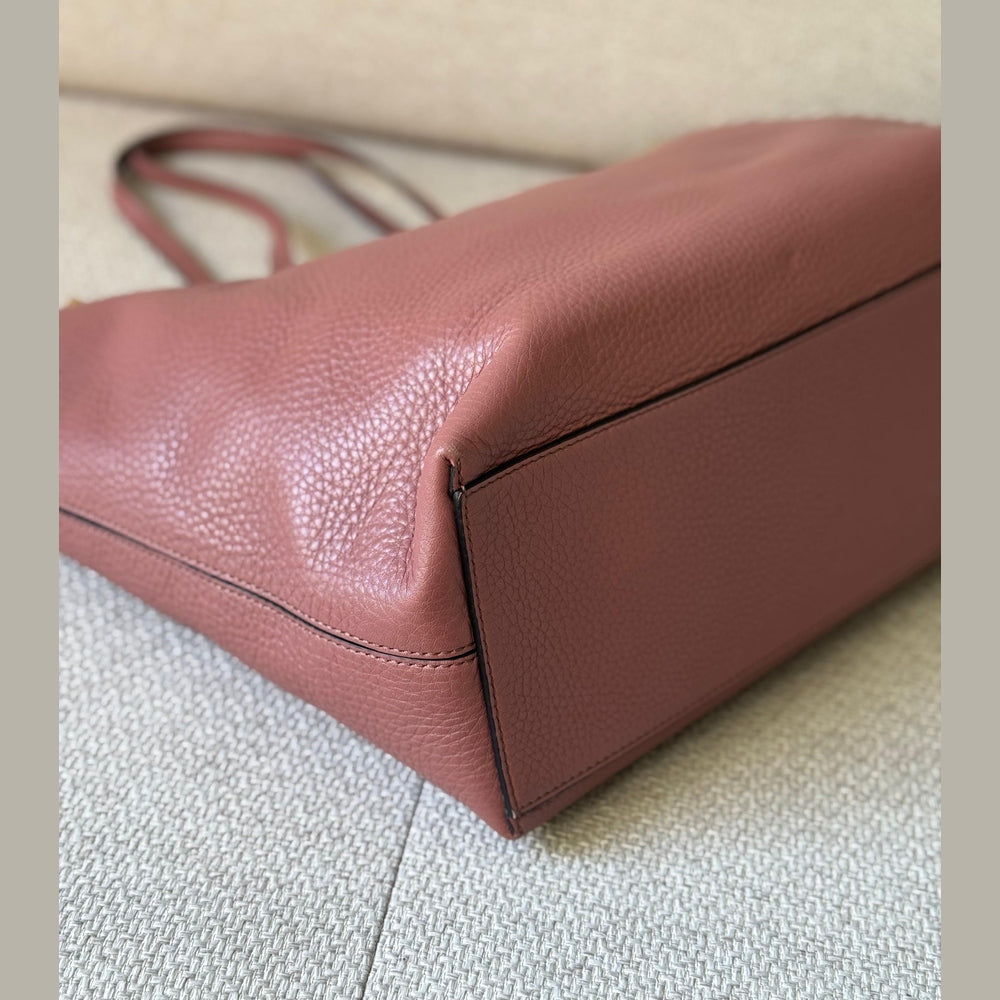 Valentino Rockstud Tote in Rosewood Leather