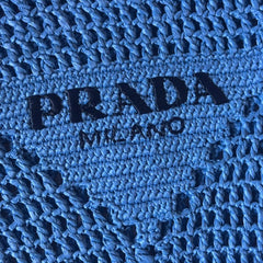 Prada Blue Raffia Shoulder Bag