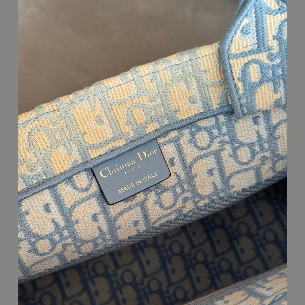 Christian Dior Baby Blue Medium Oblique Book Tote with Entrupy Certificate