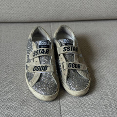 Golden Goose Silver Glitter Old School Low Top Sneakers - Size 40