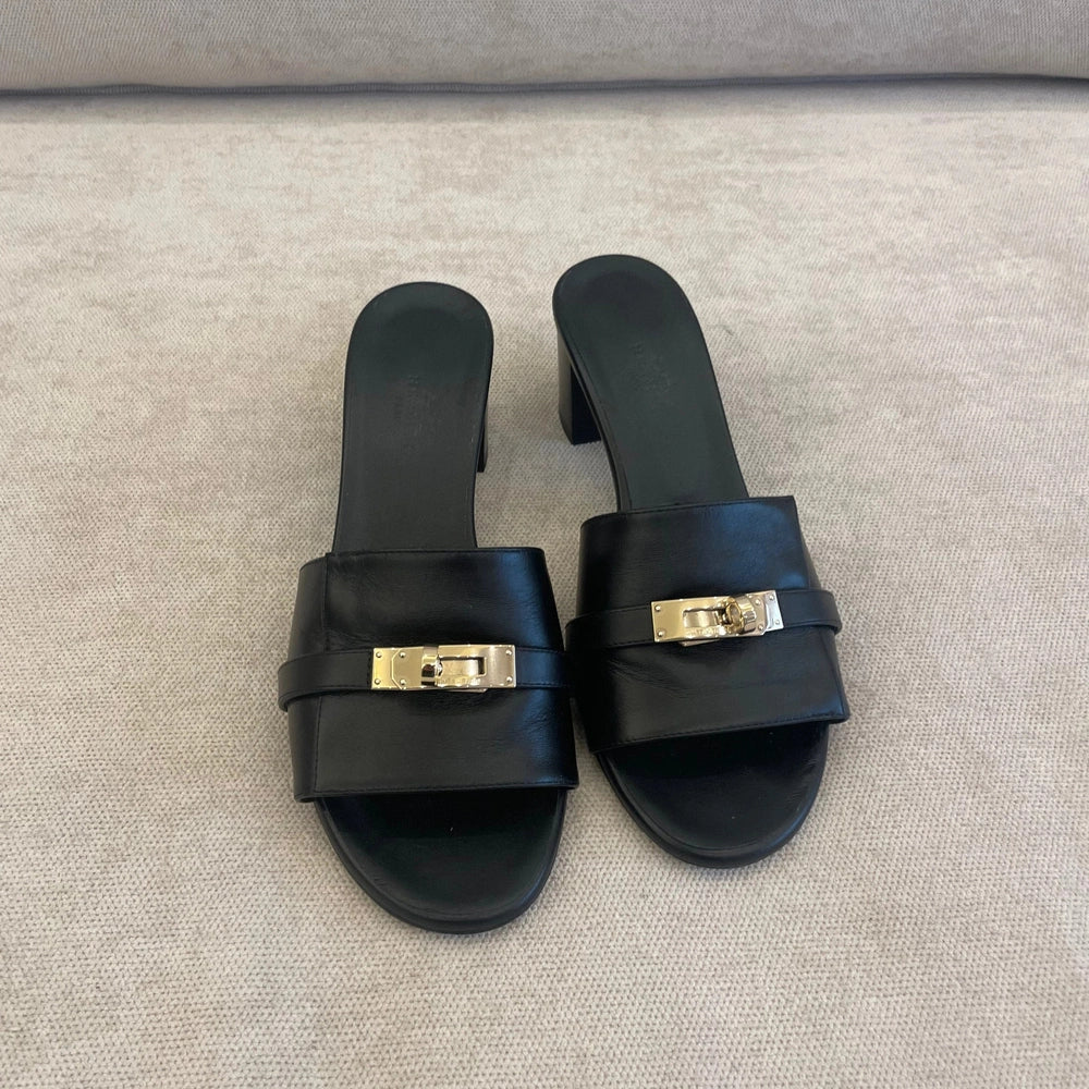 Hermès Black Gigi 50 Sandal - Size 37.5