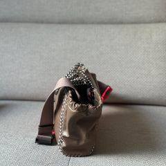 Stella McCartney Brown Falabella Medium Tote with Neon Pink Strap