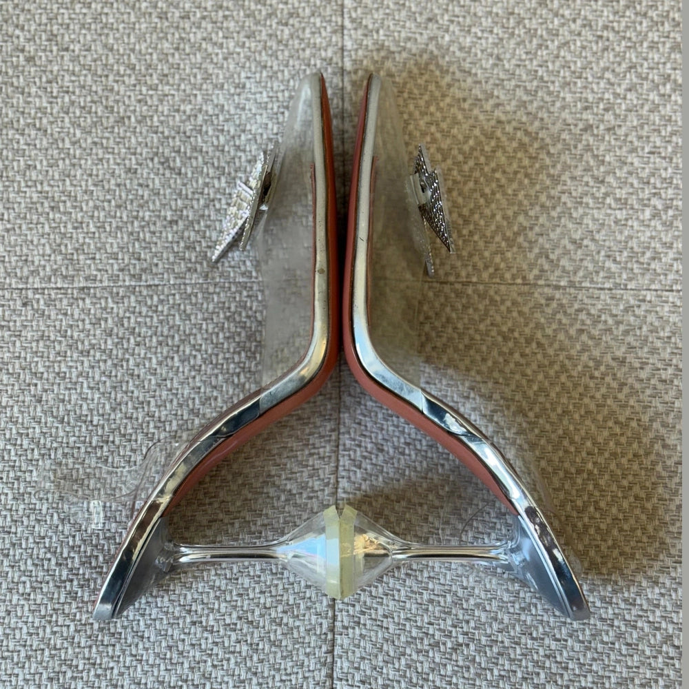 Amina Muaddi Gilda PVC Slingback Heels - Size 40