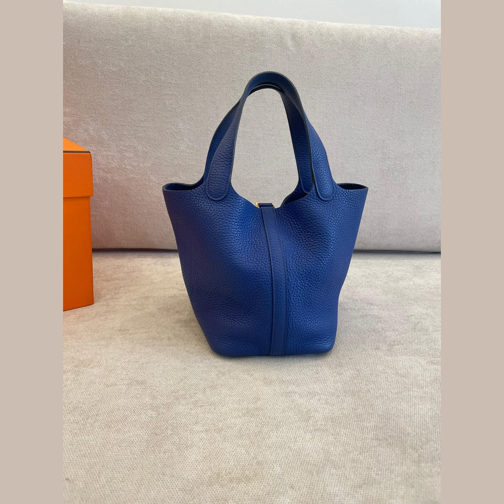 Hermès Picotin 18 Bleu Royal GHW with Box and Receipt